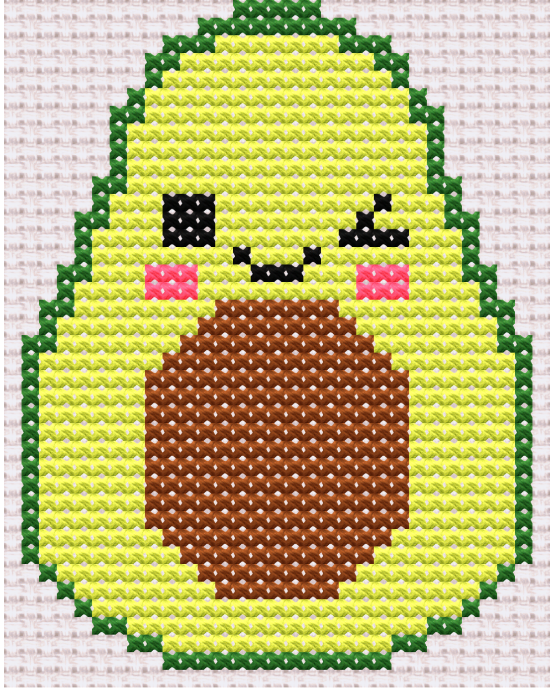 Avery the Avocado PDF Pattern on 14ct Fabric