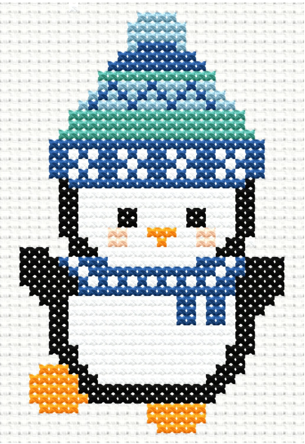 Patricia the Penguin PDF Pattern on 14ct Fabric