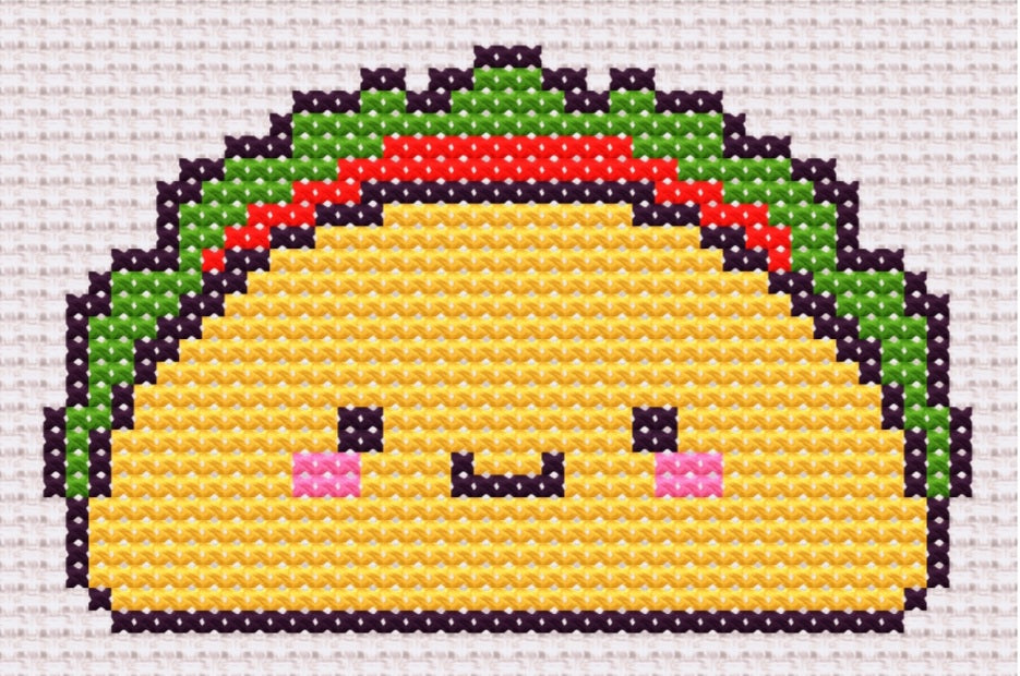 Timmy the Taco PDF Pattern on 14ct fabric 